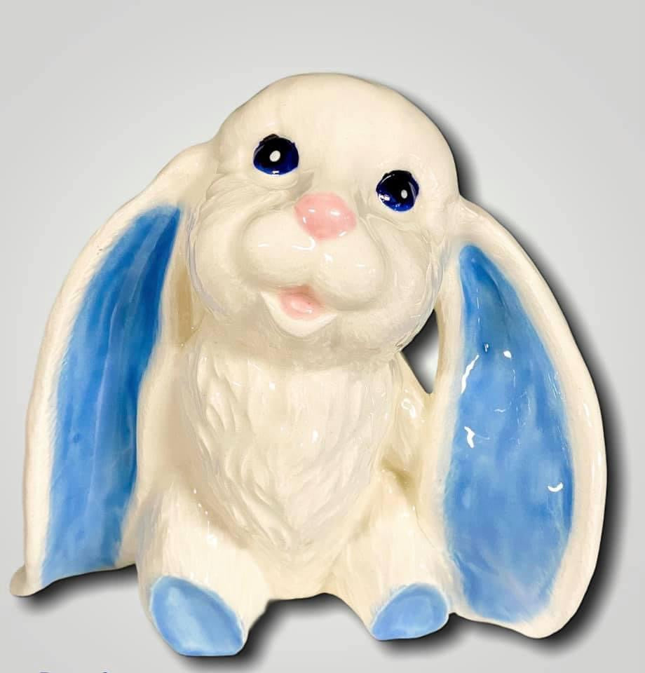 Blue Ceramic Easter Bunny