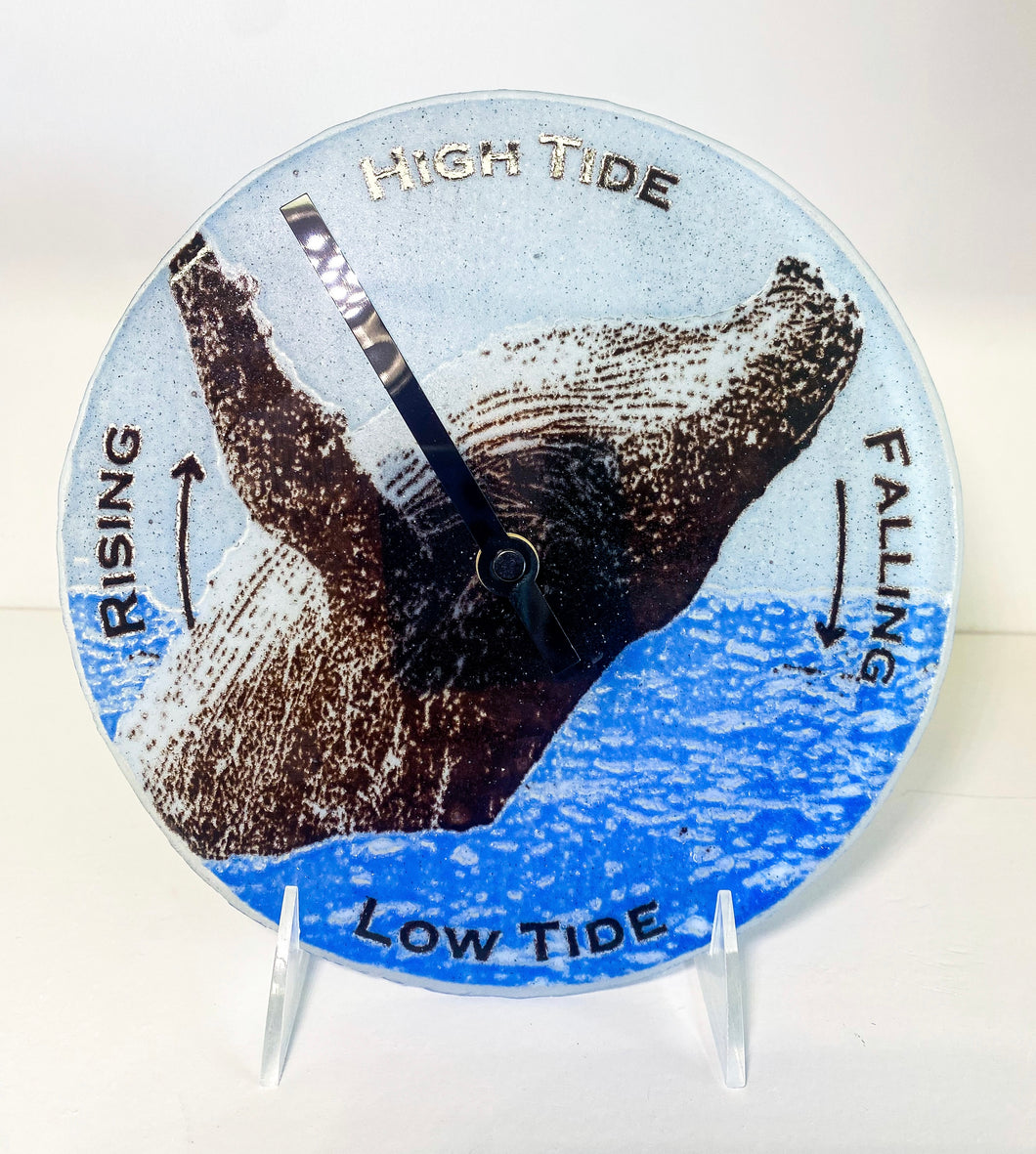 Humpback Whale Fused Glass Tide Clock