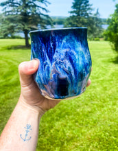 Load image into Gallery viewer, Northern Lights Thumb Print Wine Cup Print
